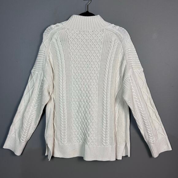 J Crew sweater Large Fisherman Cotton Cable Knit Mockneck long Style BD709 - Picture 5 of 15